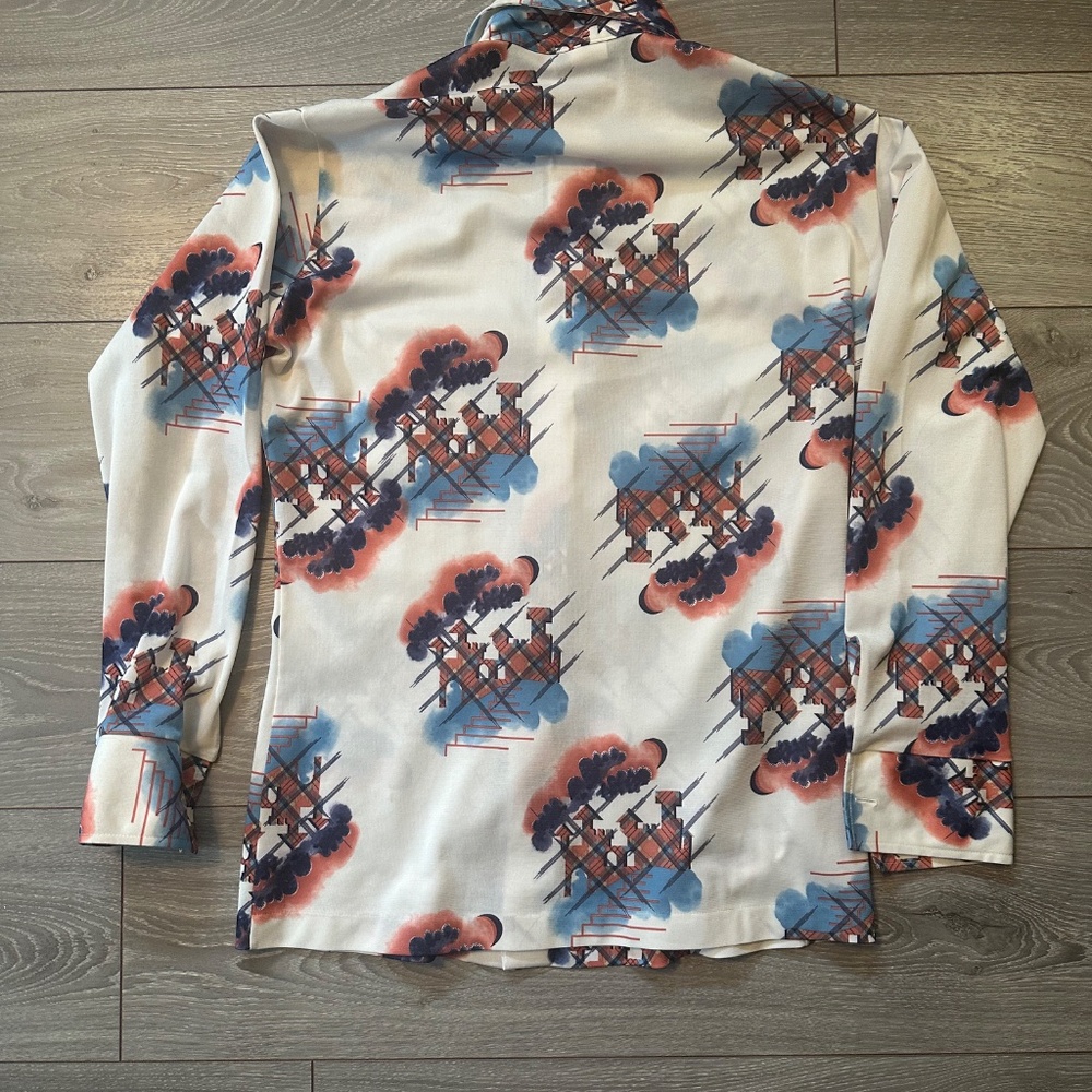 Vintage 70s Arrow Dagger Collar Disco Dress Shirt - Picture 2 of 3